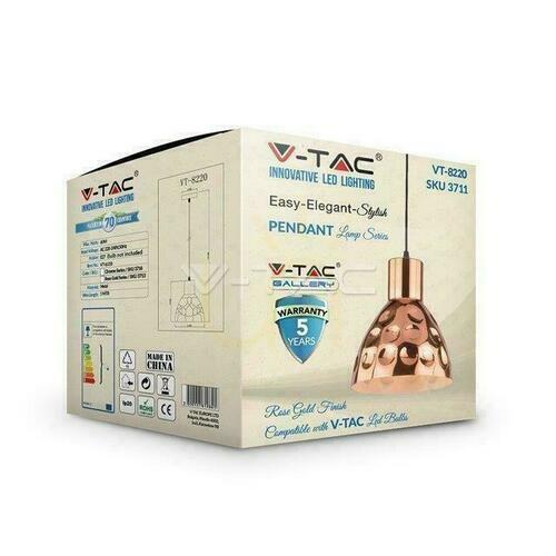 Jelölje be V-TAC függőlámpa rózsaszín arany fi220 VT-8220 5 év garancia