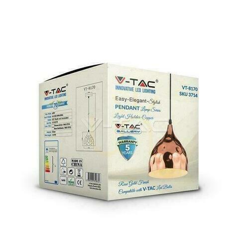 Jelölje be V-TAC függőlámpa rózsaszín arany fi170 VT-8170 5 év garancia