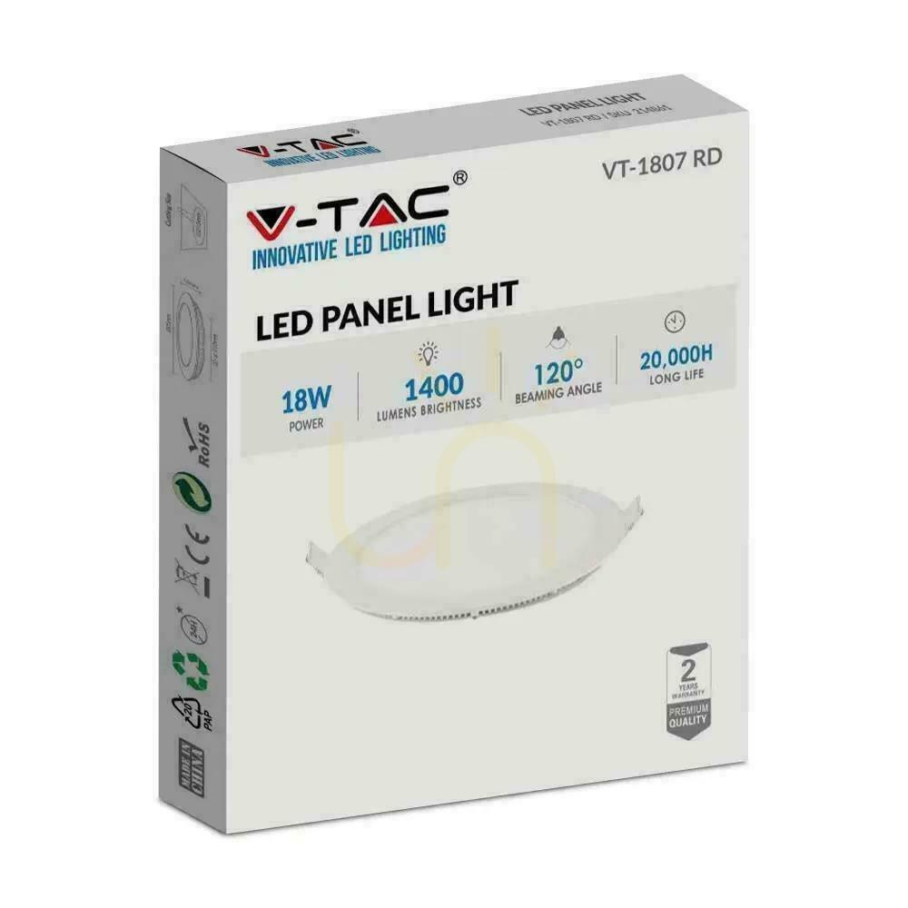 Kijelző LED panel V-TAC Premium Downlight 18W kerek fi225 VT-1807 6400K 1400lm LED panel V-TAC Premium Downlight 18W kerek fi225 VT-1807 6400K 1400lm