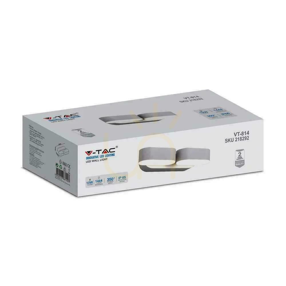 Kilátás Fali lámpa V-TAC 12W LED Swivel 350st White VT-814-W 3000K 1444lm. Fali lámpa V-TAC 12W LED Swivel 350st White VT-814-W 3000K 1444lm.