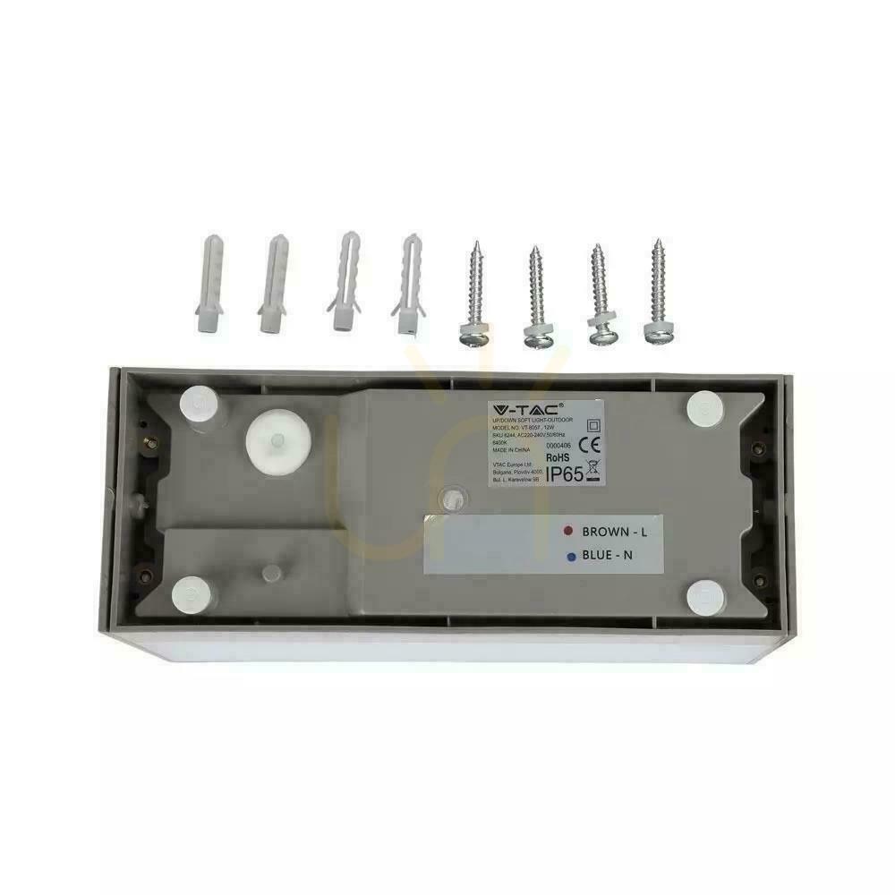 Kijelző V-TAC 12W LED-es fali lámpatest Top Down szürke IP65 VT-8057 3000K 1150lm V-TAC 12W LED-es fali lámpatest Top Down szürke IP65 VT-8057 3000K 1150lm