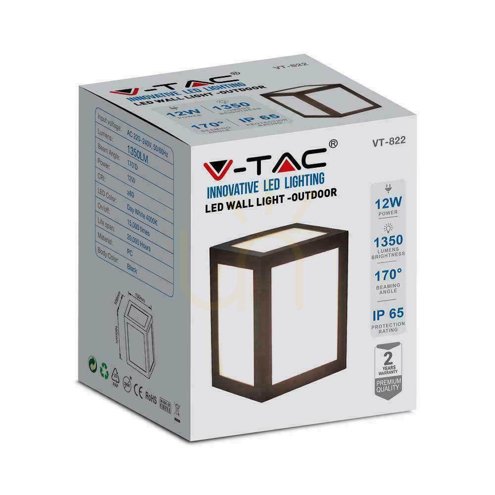 Előadás V-TAC 12W LED fali lámpatest IP65 Fekete VT-822 4000K 1350lm V-TAC 12W LED fali lámpatest IP65 Fekete VT-822 4000K 1350lm