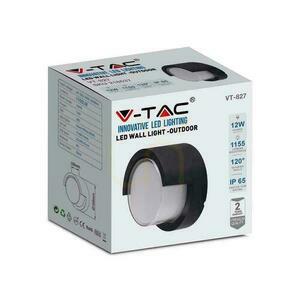 V-TAC 12W LED fali lámpatest IP65 Fekete kerek VT-827 3000K 1155lm small 3