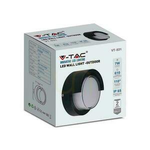 V-TAC VT-831 LED homlokzati fali lámpa 7 W, 610 lm, 3000 K, IP65, fekete kerek small 3