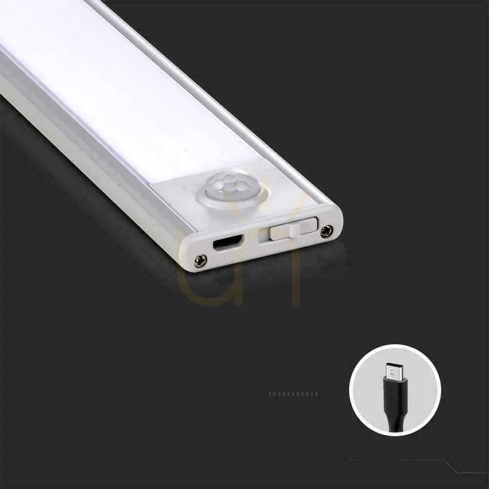 Előnézet V-TAC 1.5W LED-es szekrény alatti lámpatest Ezüst Mozgásérzékelő USB töltés 30cm VT-814 4000K 110lm V-TAC 1.5W LED-es szekrény alatti lámpatest Ezüst Mozgásérzékelő USB töltés 30cm VT-814 4000K 110lm