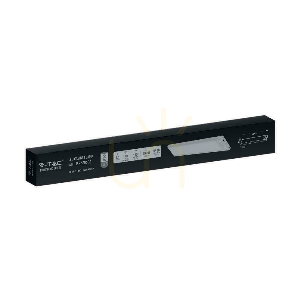 Előadás V-TAC 1.5W LED-es szekrény alatti lámpatest Fekete Mozgásérzékelő USB töltés 30cm VT-8141 4000K 110lm V-TAC 1.5W LED-es szekrény alatti lámpatest Fekete Mozgásérzékelő USB töltés 30cm VT-8141 4000K 110lm
