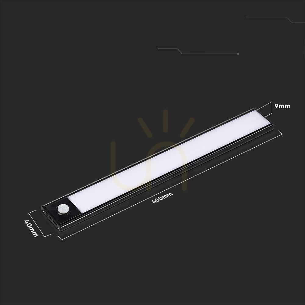 Jelölje be V-TAC 2W LED-es szekrény alatti lámpatest Fekete Mozgásérzékelő USB töltés 40cm VT-8142 3000K 160lm V-TAC 2W LED-es szekrény alatti lámpatest Fekete Mozgásérzékelő USB töltés 40cm VT-8142 3000K 160lm