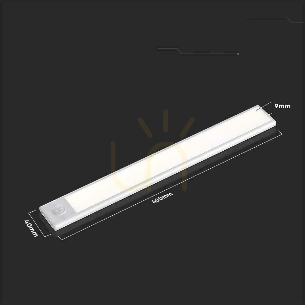 Jelölje be V-TAC 2W LED-es szekrény alatti lámpatest Ezüst Mozgásérzékelő USB töltés 40cm VT-8142 3000K 160lm V-TAC 2W LED-es szekrény alatti lámpatest Ezüst Mozgásérzékelő USB töltés 40cm VT-8142 3000K 160lm