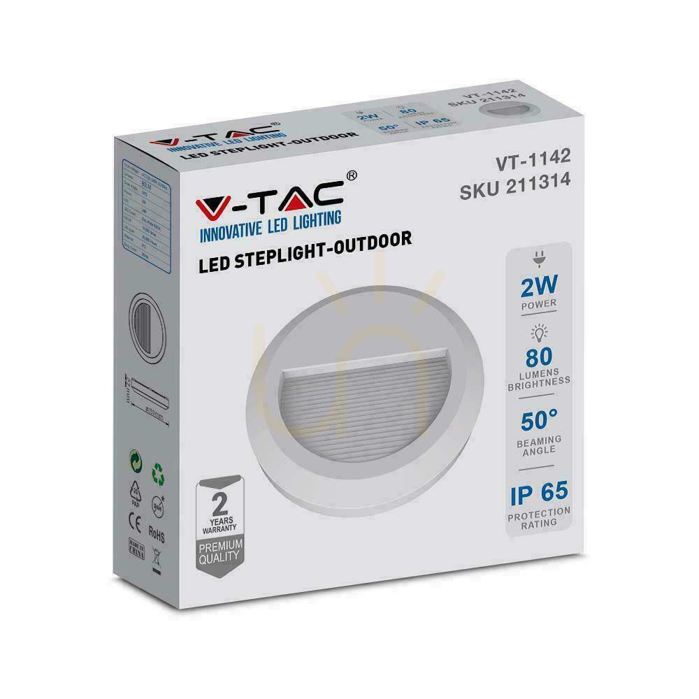 Előadás Lépcsőfényszóró 2W LED V-TAC fehér kerek 230V IP65 VT-1142 4000K 80lm Lépcsőfényszóró 2W LED V-TAC fehér kerek 230V IP65 VT-1142 4000K 80lm