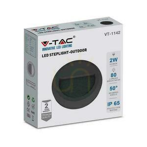 2W LED V-TAC lépcsőházi lámpatest Fekete kerek 230V IP65 VT-1142 3000K 80lm small 4
