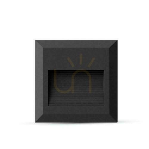 Jelölje be 2W LED V-TAC lépcsőházi lámpatest fekete négyzet 230V IP65 VT-1152 4000K 70lm