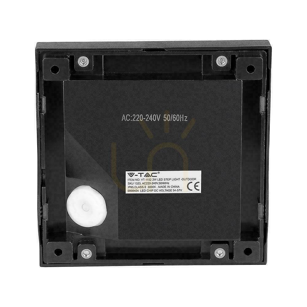 Jelölje be 2W LED V-TAC lépcsőfényszóró Fekete négyzet 230V IP65 VT-1152 3000K 70lm 2W LED V-TAC lépcsőfényszóró Fekete négyzet 230V IP65 VT-1152 3000K 70lm