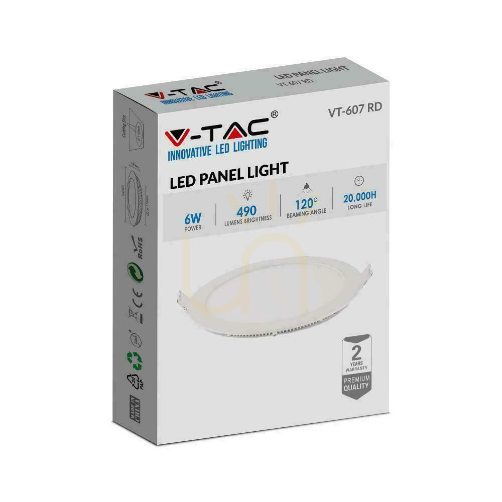 Előnézet LED panel V-TAC Premium Downlight 6W kerek fi120 VT-607 4000K 490lm LED panel V-TAC Premium Downlight 6W kerek fi120 VT-607 4000K 490lm