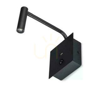 LED lámpatest V-TAC 3W fali lámpa Hotel ágy USB kapcsoló fekete COB CREE VT-2943 3000K 150lm 3 év garancia 3 év garancia 1 LED lámpatest V-TAC 3W fali lámpa Hotel ágy USB kapcsoló fekete COB CREE VT-2943 3000K 150lm 3 év garancia 3 év garancia small 1