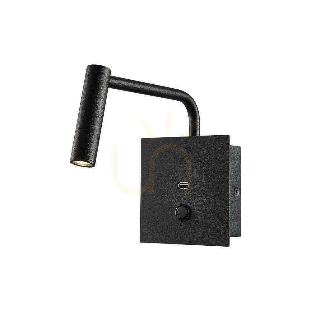 Kijelző LED lámpatest V-TAC 3W fali lámpa Hotel ágy USB kapcsoló fekete COB CREE VT-2943 3000K 150lm 3 év garancia 3 év garancia LED lámpatest V-TAC 3W fali lámpa Hotel ágy USB kapcsoló fekete COB CREE VT-2943 3000K 150lm 3 év garancia 3 év garancia