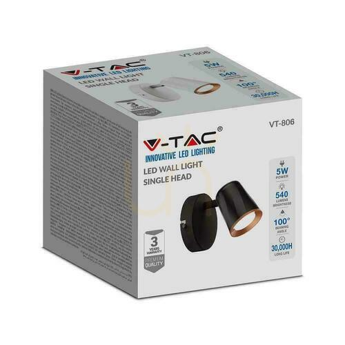 Jelölje be Fali lámpa V-TAC 5W LED White VT-806 3000K 540lm 3 év garancia