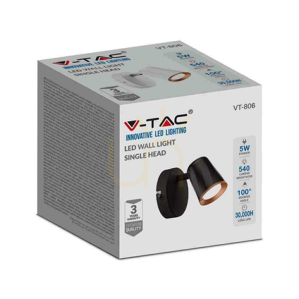Kilátás V-TAC 5W LED fali lámpa Fekete VT-806 4000K 540lm 3 év garancia V-TAC 5W LED fali lámpa Fekete VT-806 4000K 540lm 3 év garancia