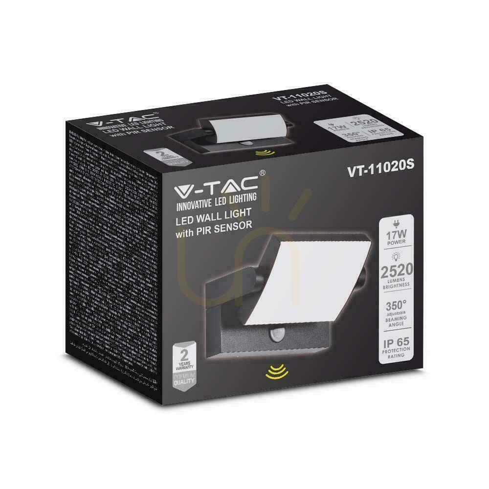 Jelölje be V-TAC 17W LED projektoros homlokzati lámpatest mozgásérzékelő fekete IP65 VT-11020S 4000K 2520lm. V-TAC 17W LED projektoros homlokzati lámpatest mozgásérzékelő fekete IP65 VT-11020S 4000K 2520lm.