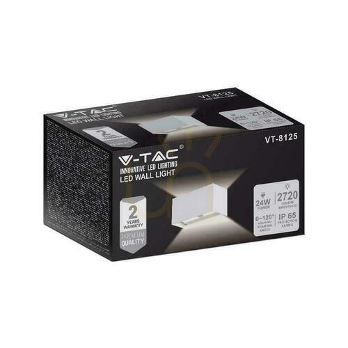 Jelölje be V-TAC 24W LED fali lámpatest Top Down IP65 Fehér VT-8125 3000K 2720lm.