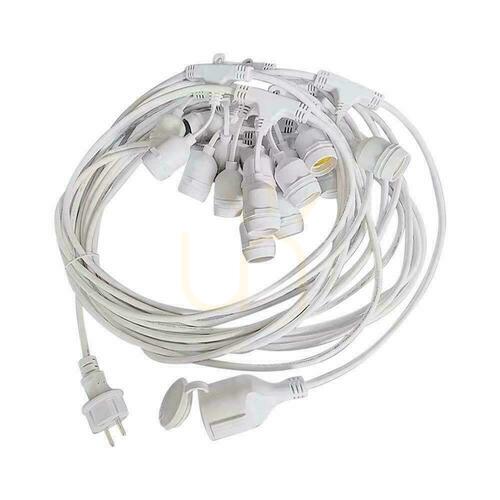 Jelölje be Kerti füzér V-TAC fehér 15 méter 15 lámpatest E27 gumi+aljzat IP54 VT-713 VT-713