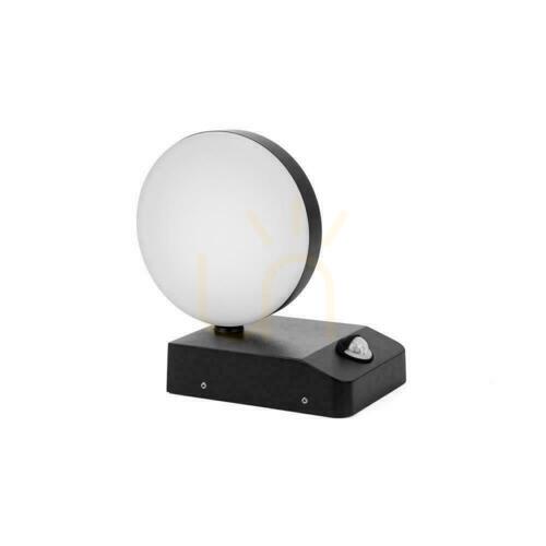 Jelölje be Black round V-TAC VT-11020S LED wall light with PIR sensor 17 W 4000 K 2520 lm IP65