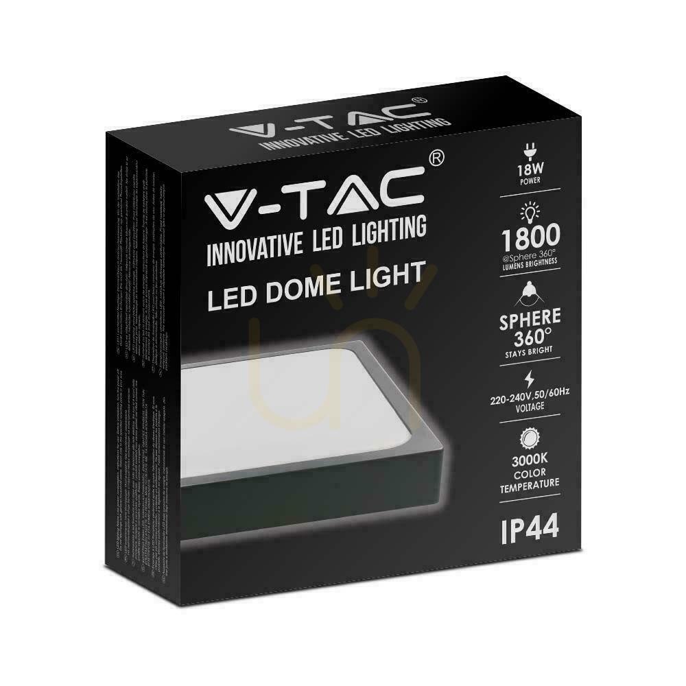 Kijelző Plafond V-TAC 18W LED négyzet IP44 23x23cm Fekete VT-8618B-SQ 4000K 1800lm Plafond V-TAC 18W LED négyzet IP44 23x23cm Fekete VT-8618B-SQ 4000K 1800lm