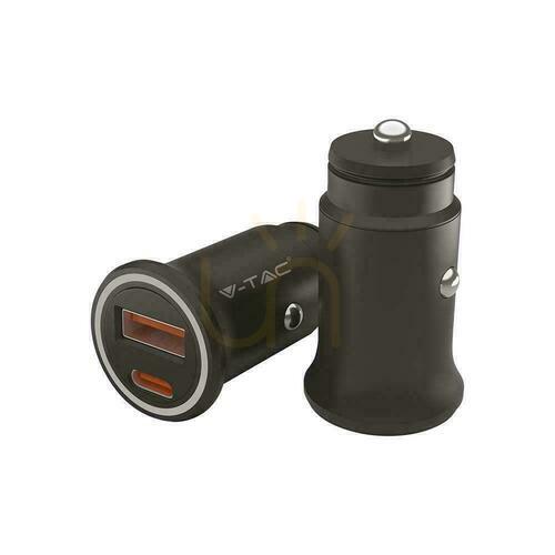 Jelölje be V-TAC USB 12-24V 18W + USB-C 20W autós öngyújtó töltő VT-5318