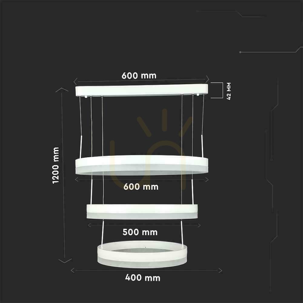 Előadás LED V-TAC 82W Soft Light csillár függő lámpatest Dimmelhető fehér VT-82-3-W-N 3000K 4550lm 3 év garancia 3 év garancia LED V-TAC 82W Soft Light csillár függő lámpatest Dimmelhető fehér VT-82-3-W-N 3000K 4550lm 3 év garancia 3 év garancia