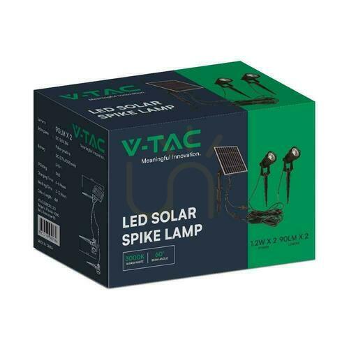 Jelölje be LED V-TAC napelemes kerti földi lámpatest készlet 2x1.2W IP65 VT-11031 3000K 90lm 3 év garancia 3 év garancia