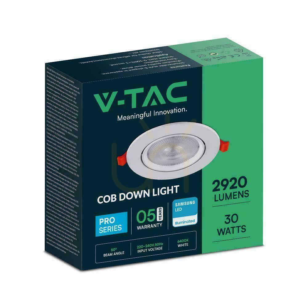 Előadás V-TAC LED Downlight SAMSUNG CHIP 30W Mozgó VT-2-30 lámpatest 6500K 2920lm 5 év garancia V-TAC LED Downlight SAMSUNG CHIP 30W Mozgó VT-2-30 lámpatest 6500K 2920lm 5 év garancia