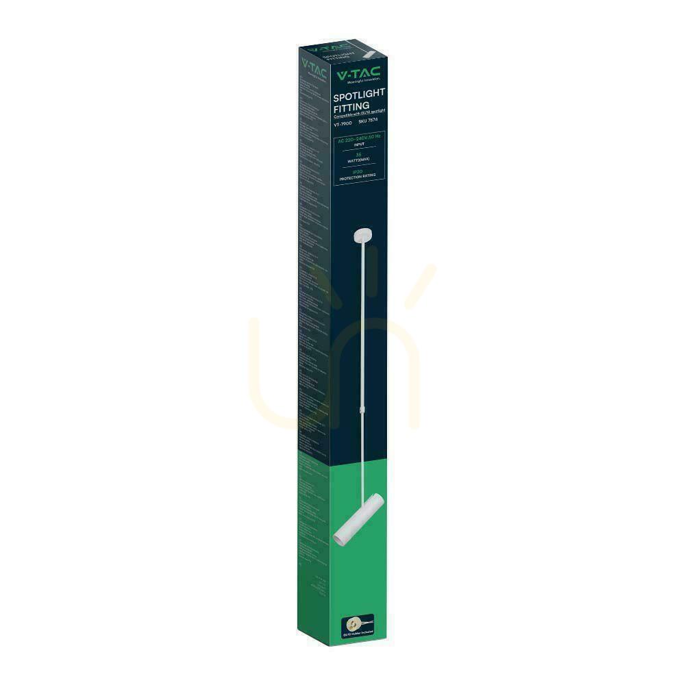Kijelző V-TAC GU10 állítható mennyezeti lámpatest 830-1170mm fehér VT-7900 3 év garancia V-TAC GU10 állítható mennyezeti lámpatest 830-1170mm fehér VT-7900 3 év garancia