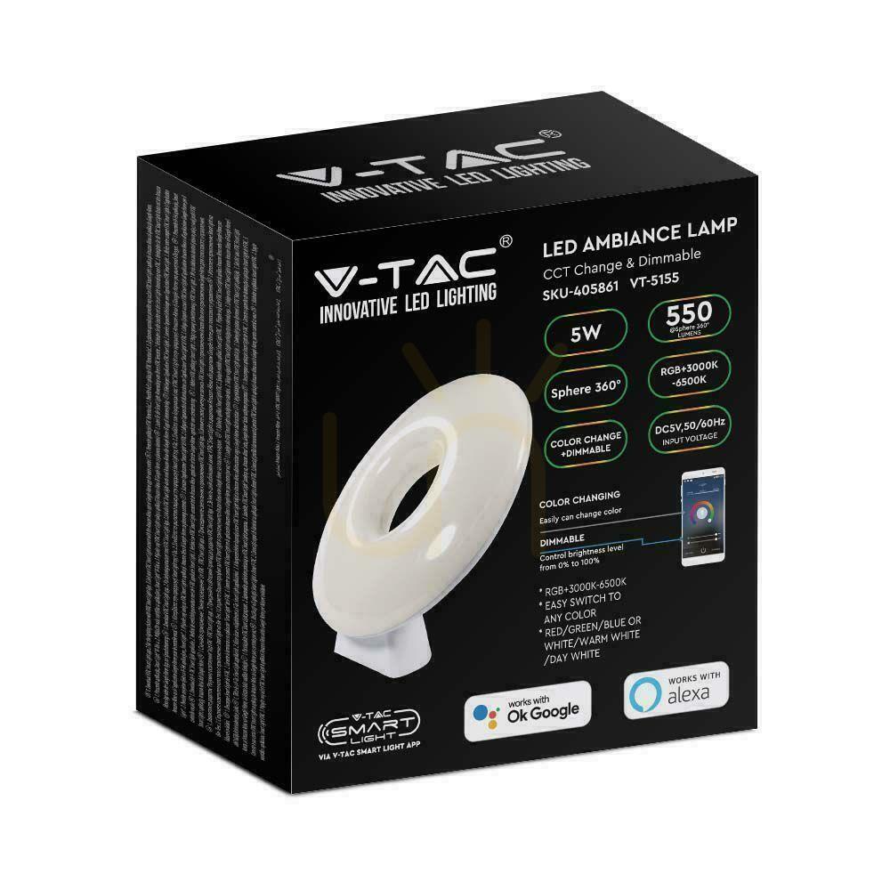 Előnézet V-TAC 5W SMART LIFE LED éjszakai lámpa TUYA Alexa Google Home VT-5155 550lm. V-TAC 5W SMART LIFE LED éjszakai lámpa TUYA Alexa Google Home VT-5155 550lm.