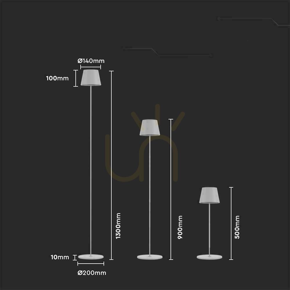 Előnézet V-TAC 4W LED állólámpa fehér IP54 újratölthető VT-7544-W 3000K 300lm. V-TAC 4W LED állólámpa fehér IP54 újratölthető VT-7544-W 3000K 300lm.
