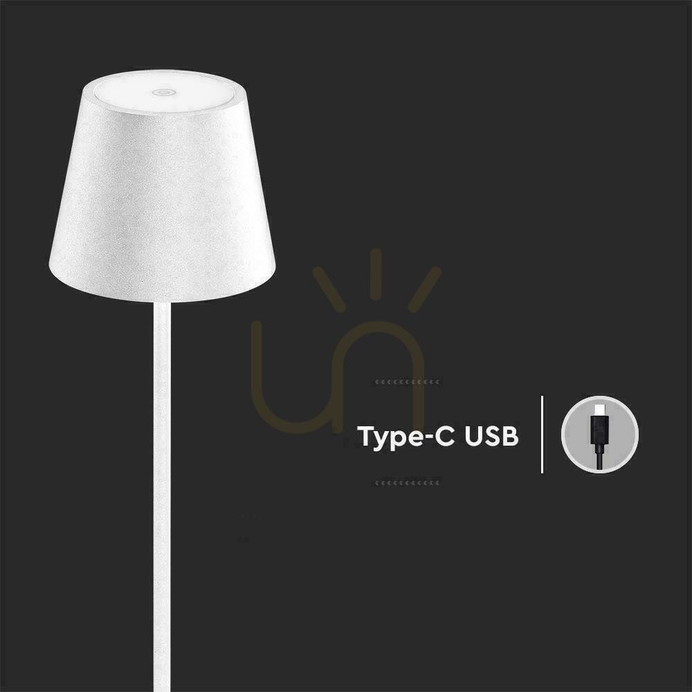 Előadás V-TAC 4W LED állólámpa fehér IP54 újratölthető VT-7544-W 3000K 300lm. V-TAC 4W LED állólámpa fehér IP54 újratölthető VT-7544-W 3000K 300lm.