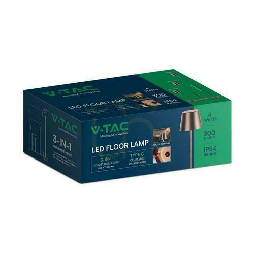 Jelölje be V-TAC 4W LED állólámpa Bronz Corten IP54 újratölthető VT-7544-C 3000K 300lm.