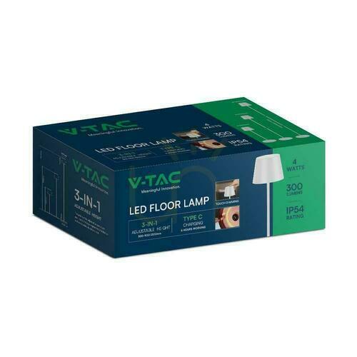 Jelölje be V-TAC 4W LED állólámpa fekete IP54 újratölthető VT-7544 3000K 300lm.
