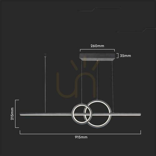 Jelölje be V-TAC 15W LED függesztett lámpatest Fekete VT-7767 4000K 1500lm