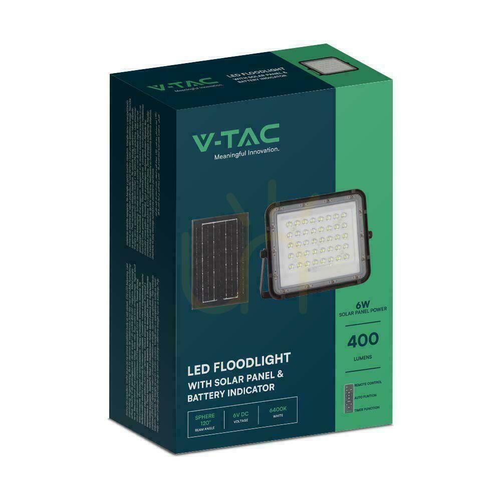 Kijelző V-TAC 6W-os napelemes LED projektor távirányító, AUTO, időzítő, IP65 Fekete VT-40W 6400K 400lm V-TAC 6W-os napelemes LED projektor távirányító, AUTO, időzítő, IP65 Fekete VT-40W 6400K 400lm