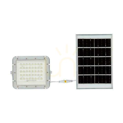 Jelölje be V-TAC 10W-os napelemes LED projektor távirányító, AUTO, időzítő, IP65 fehér VT-80W-W 4000K 800lm.