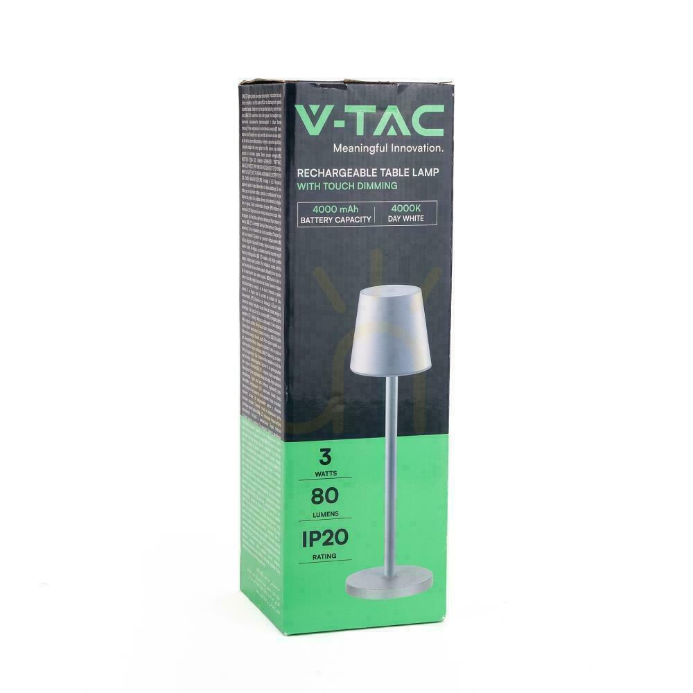 Jelölje be V-TAC 3W LED töltés Dimmelhető éjjeli lámpa szürke VT-7703 4000K 70lm. V-TAC 3W LED töltés Dimmelhető éjjeli lámpa szürke VT-7703 4000K 70lm.