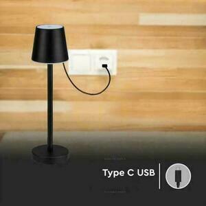 V-TAC 3W LED töltés Dimmelhető éjjeliszekrény asztali lámpa fekete VT-7703 4000K 70lm. small 4