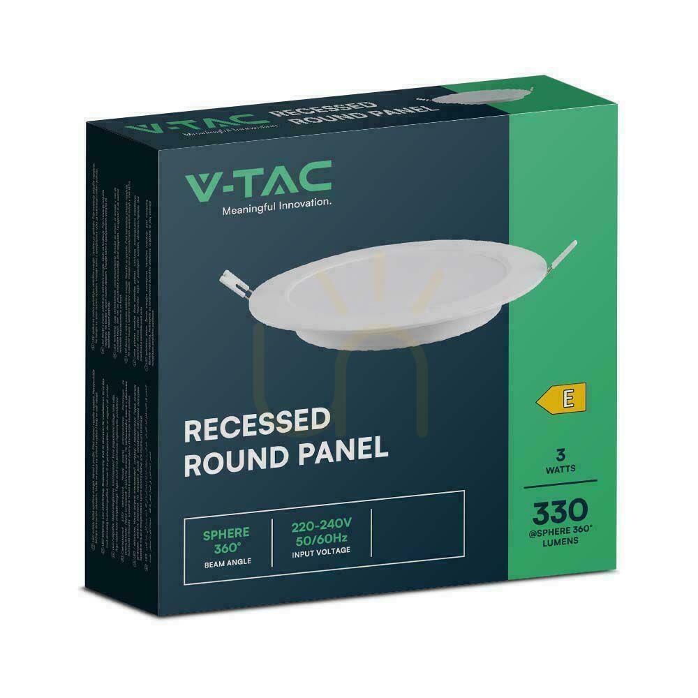 Előnézet V-TAC LED panel süllyesztett prémium lámpa 3W kerek fi90 VT-61003 6500K 330lm. V-TAC LED panel süllyesztett prémium lámpa 3W kerek fi90 VT-61003 6500K 330lm.
