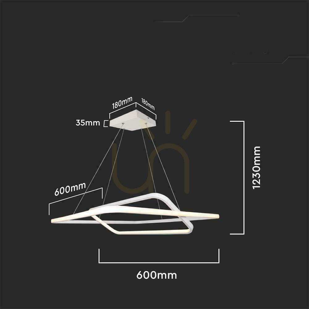 Kijelző V-TAC 48W LED-es függesztett lámpatest Dimmelhető fehér VT-7909 3000K 5150lm V-TAC 48W LED-es függesztett lámpatest Dimmelhető fehér VT-7909 3000K 5150lm