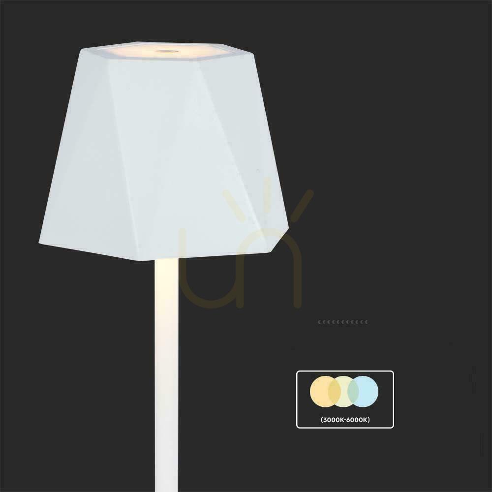 Kilátás V-TAC 4W LED-es éjjeliszekrény asztali lámpa 37cm USB töltés Dimmelhető fehér VT-1034 3000K-6000k 150lm V-TAC 4W LED-es éjjeliszekrény asztali lámpa 37cm USB töltés Dimmelhető fehér VT-1034 3000K-6000k 150lm