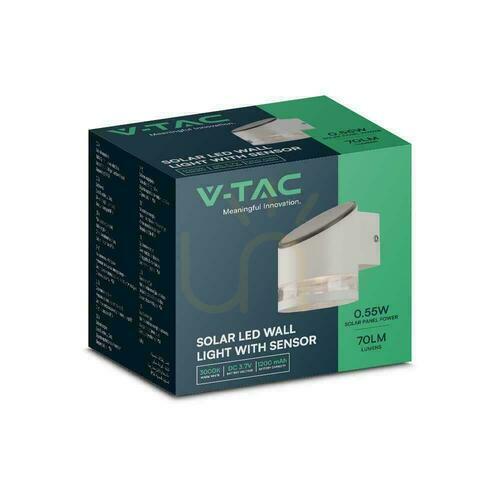 Jelölje be Kerti fali lámpa Solar V-TAC 1W LED fehér IP44 VT-1138 3000K 70lm 3 év garancia