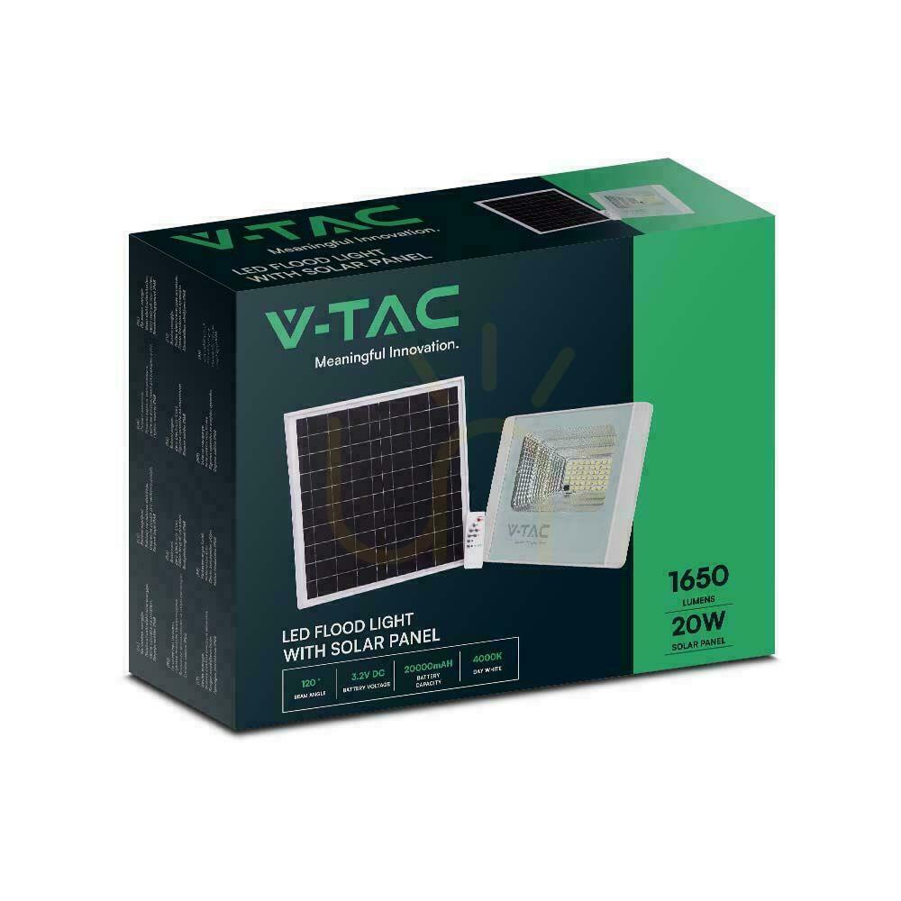 Kijelző V-TAC 20W fehér IP65 napelemes LED projektor, távirányító, időzítő VT-60W 6400K 1650lm. V-TAC 20W fehér IP65 napelemes LED projektor, távirányító, időzítő VT-60W 6400K 1650lm.