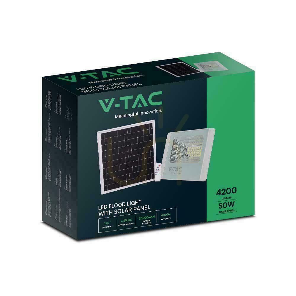 Kijelző V-TAC Solar LED projektor 50W fehér IP65, távirányító, időzítő VT-300W 4000K 4200lm V-TAC Solar LED projektor 50W fehér IP65, távirányító, időzítő VT-300W 4000K 4200lm
