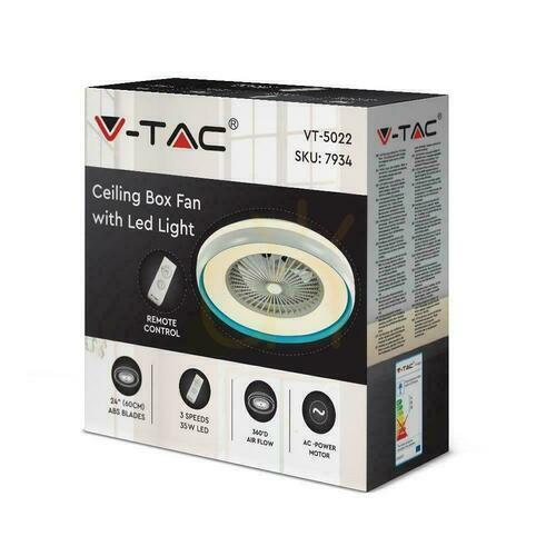 Jelölje be V-TAC 45W LED mennyezeti ventilátor RF Pilot CCT kék VT-5022 3000lm