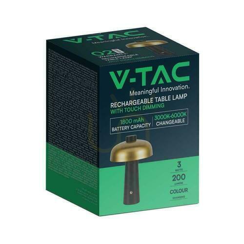 Jelölje be V-TAC 3W LED éjjeliszekrény asztali lámpa 24cm USB töltés Dimmelhető arany VT-1050 3000K-6000K 200lm