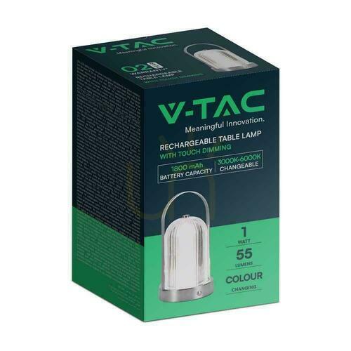 Jelölje be V-TAC 1W LED éjjeliszekrény asztali lámpa 22cm USB töltés Dimmelhető króm VT-1057 3000K-6000K 55lm